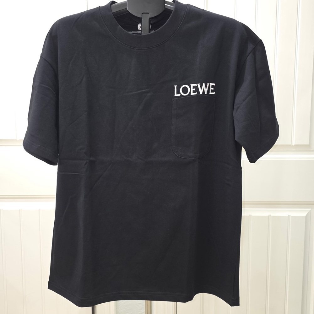 Loewe Black Crewneck Pocket T-Shirt with White Logo